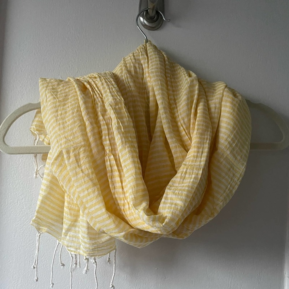 3/$28 | Yellow and White Nautical Light Weight Large Summer Scarf / Wrap
